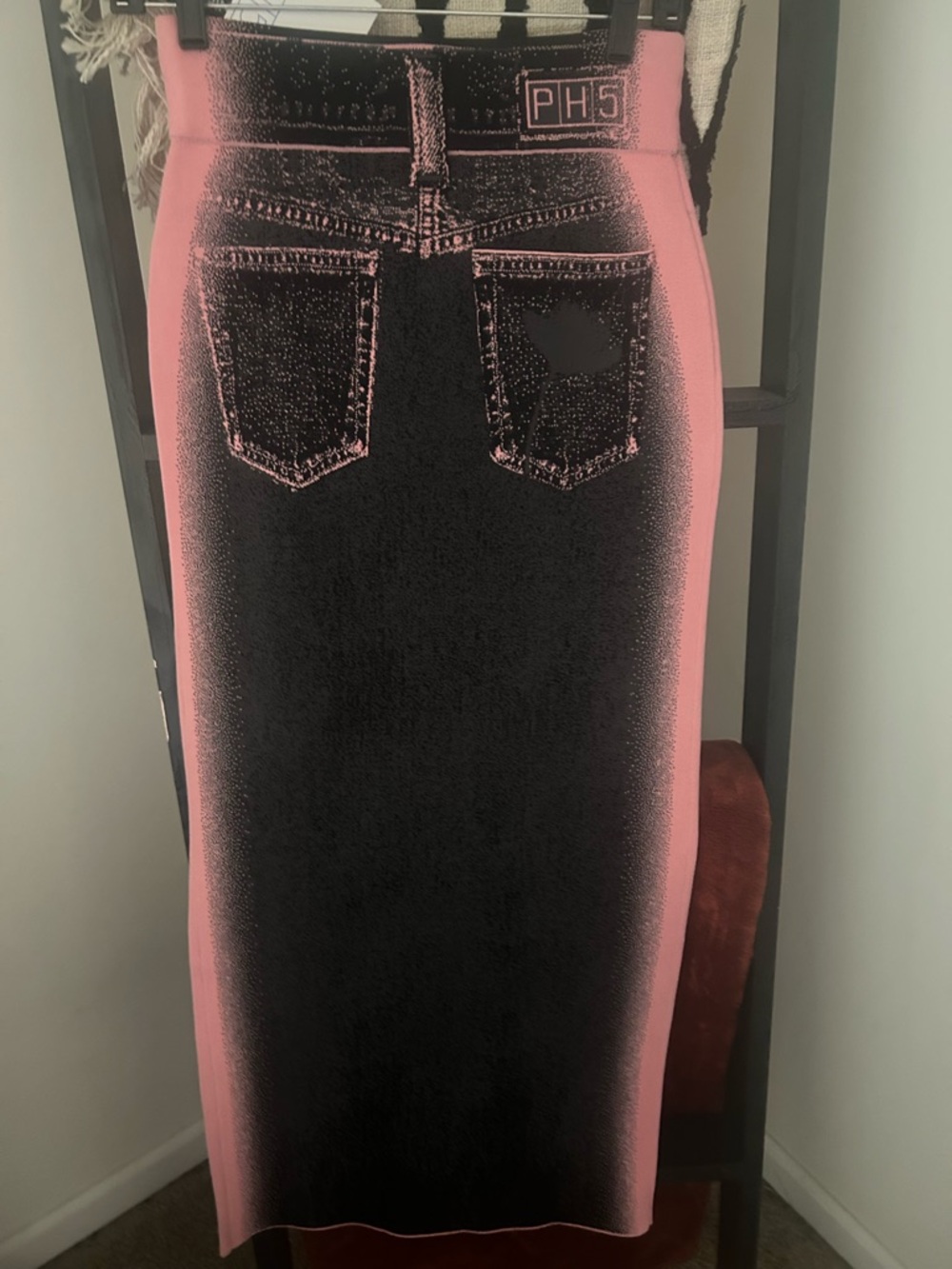 PH5 Black Asymmetrical Scalloped Denim Skirt - Picture 7 of 10